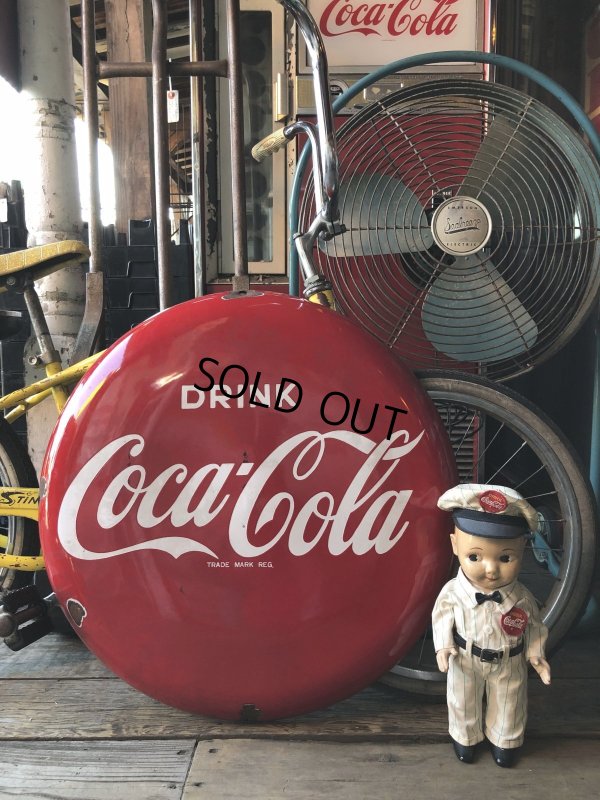 画像14: 50s Original DRINK Coca-Cola Porcelain Enamel Button Sign (R201) 