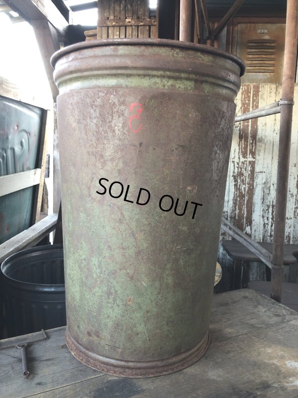 画像1: Vintage Industrial Metal Trush Can (R212)