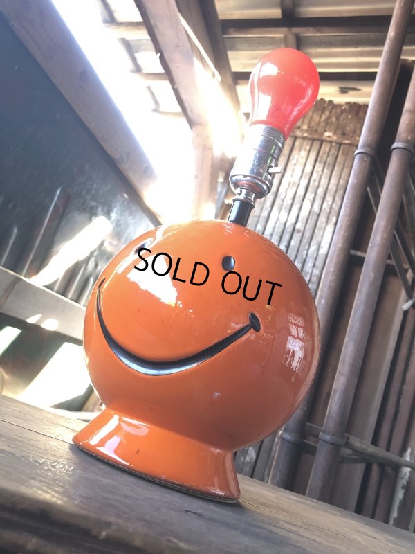 画像7: Vintage Mid-Century Hippie Smiley Happy Face Ceramic Table Lamp (R233)