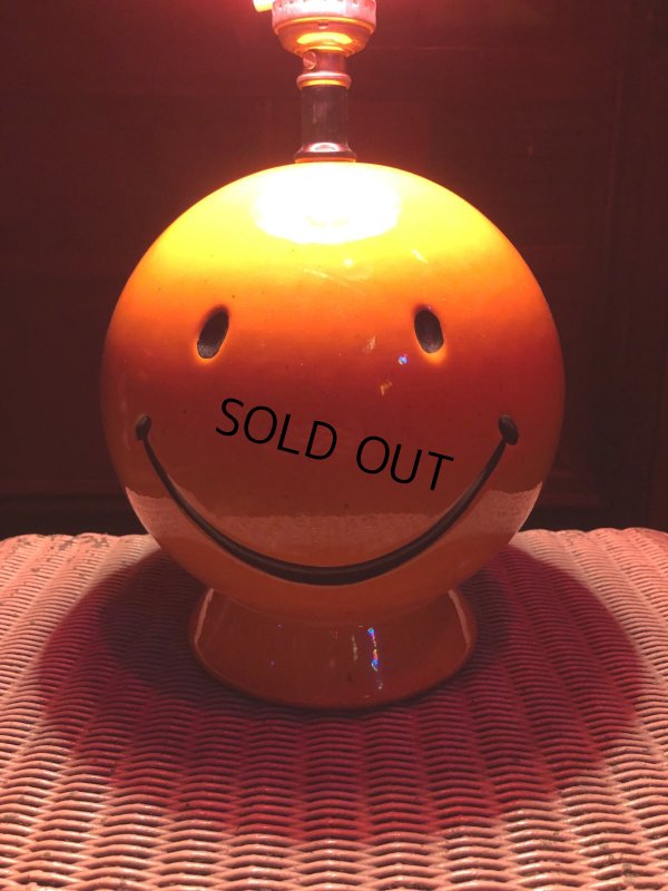 画像11: Vintage Mid-Century Hippie Smiley Happy Face Ceramic Table Lamp (R233)