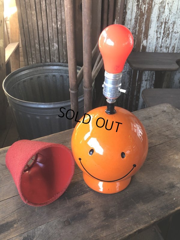 画像6: Vintage Mid-Century Hippie Smiley Happy Face Ceramic Table Lamp (R233)