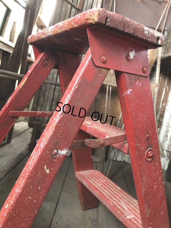 画像11: Vintage Wooden Ladder Step Stool (R239)
