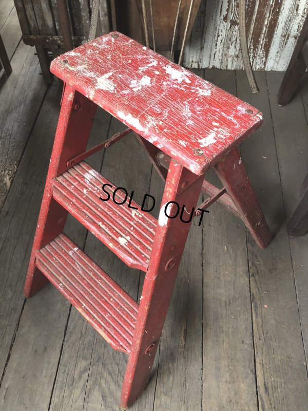 画像13: Vintage Wooden Ladder Step Stool (R239)