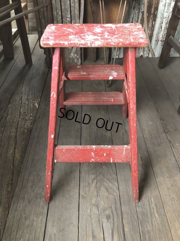 画像3: Vintage Wooden Ladder Step Stool (R239)
