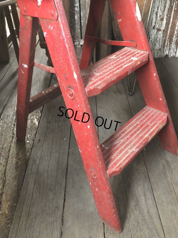 画像12: Vintage Wooden Ladder Step Stool (R239)