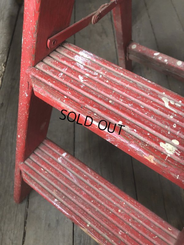 画像14: Vintage Wooden Ladder Step Stool (R239)