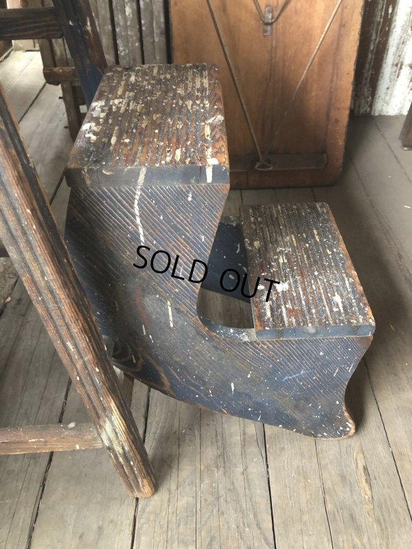 画像19: Antique Wooden Ladder Step Stool (R240)