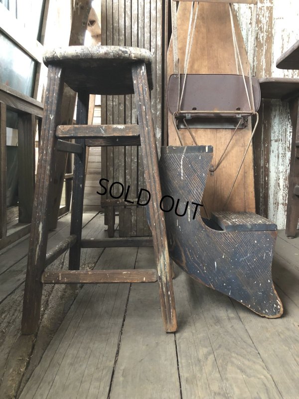 画像18: Antique Wooden Ladder Step Stool (R240)