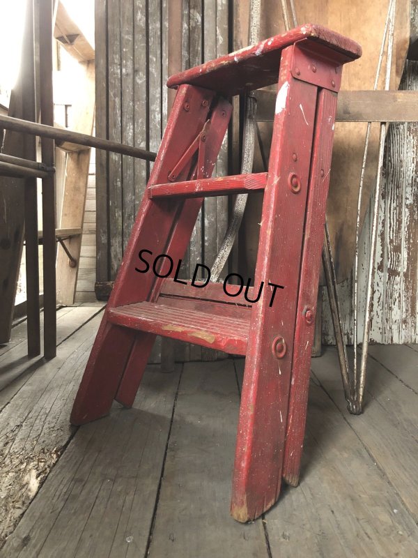 画像5: Vintage Wooden Ladder Step Stool (R239)