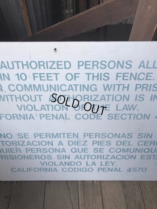 画像5: Vintage CALIFORNIA STATE PRISON Metal Sign (R295)