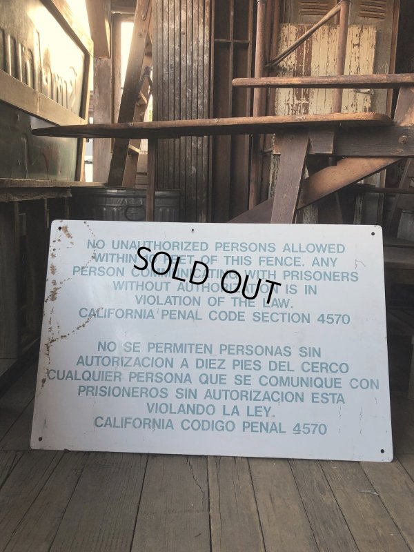 画像2: Vintage CALIFORNIA STATE PRISON Metal Sign (R295)