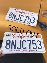 Original USA California License Plate 8NJC753 SET (R313)