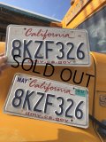 Original USA California License Plate 8KZF326 SET (R307)