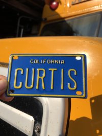 70s Vintage California Kids Bicycle Name License Plate / CURTIS (R335) 