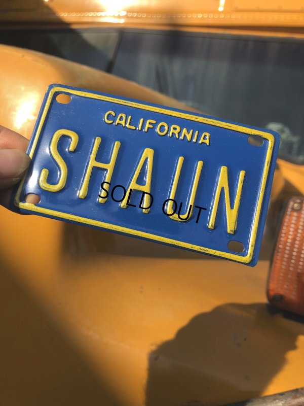 画像1: 70s Vintage California Kids Bicycle Name License Plate / SHAUN (R328) 