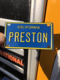 70s Vintage California Kids Bicycle Name License Plate / PRESTON (R337) 