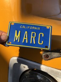 70s Vintage California Kids Bicycle Name License Plate / MARC (R329) 