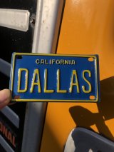 70s Vintage California Kids Bicycle Name License Plate / DALLAS (R340) 