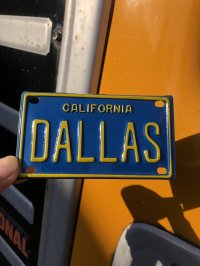 70s Vintage California Kids Bicycle Name License Plate / DALLAS (R340) 