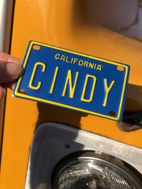 70s Vintage California Kids Bicycle Name License Plate / CINDY (R331) 