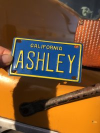 70s Vintage California Kids Bicycle Name License Plate / ASHLEY (R332) 