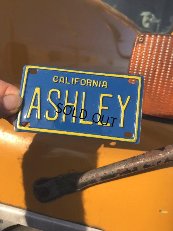 画像1: 70s Vintage California Kids Bicycle Name License Plate / ASHLEY (R332) 