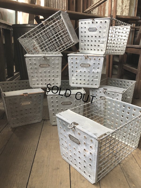 画像1: Vintage USA Industrial Metal Wire # Locker Basket GB-490 (R329)