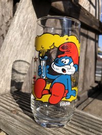 80s Vintage Hardee's Smurf Glass PAPA (R339)