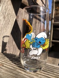80s Vintage Hardee's Smurf Glass JOKEY (R342)