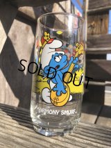 80s Vintage Hardee's Smurf Glass HARMONY SMURF (R341)