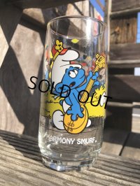 80s Vintage Hardee's Smurf Glass HARMONY SMURF (R341)