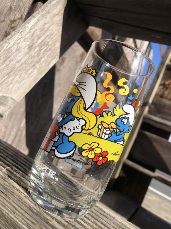 画像4: 80s Vintage Hardee's Smurf Glass SMURFETTE (R343)