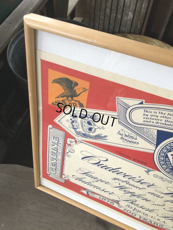 画像3: Vintage Budweiser Beer 1876-1976 100YEARS w/Frame (R393)