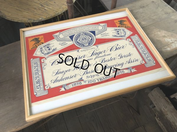 画像6: Vintage Budweiser Beer 1876-1976 100YEARS w/Frame (R393)