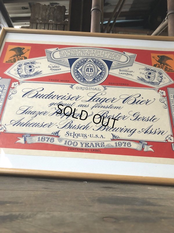 画像4: Vintage Budweiser Beer 1876-1976 100YEARS w/Frame (R393)
