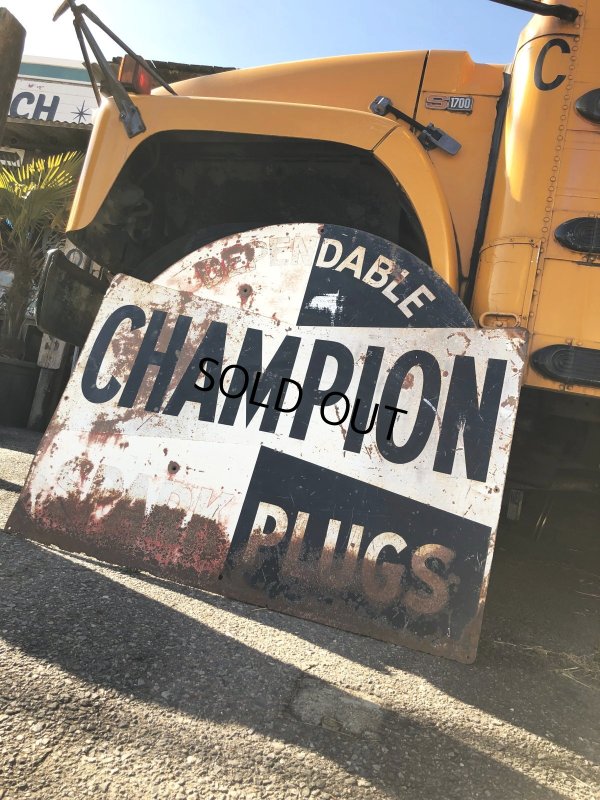 画像14: 【店舗引き取り限定】 Vintage CHAMPION SPARK PLUG SERVICE GAS STATION Sign Bullet Holes Huge ! (R403) 