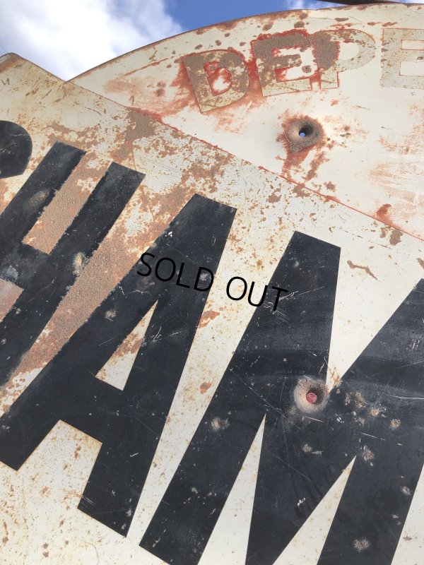 画像9: 【店舗引き取り限定】 Vintage CHAMPION SPARK PLUG SERVICE GAS STATION Sign Bullet Holes Huge ! (R403) 