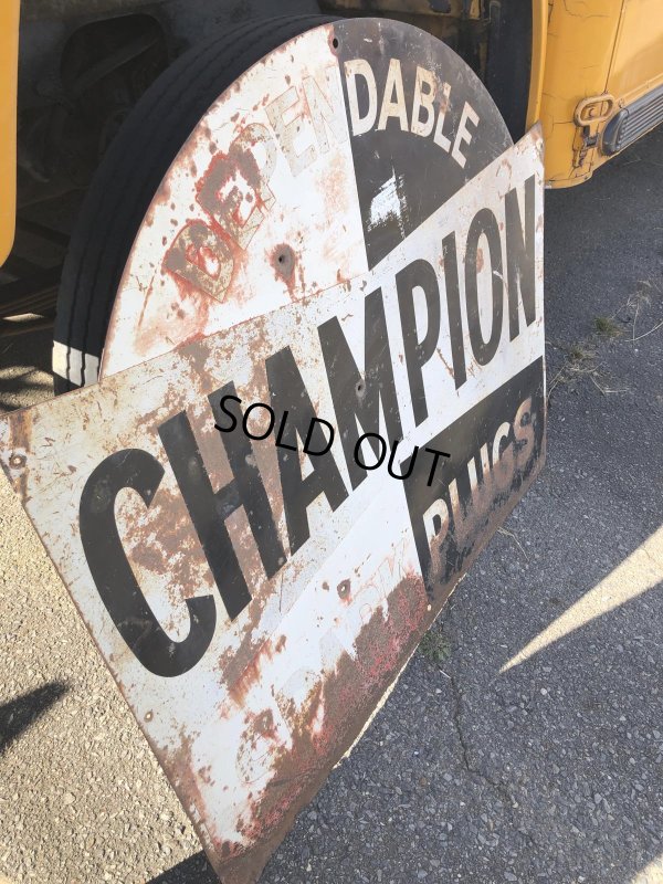画像15: 【店舗引き取り限定】 Vintage CHAMPION SPARK PLUG SERVICE GAS STATION Sign Bullet Holes Huge ! (R403) 