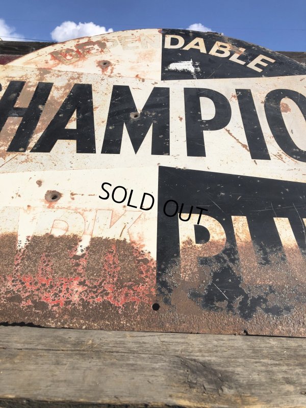 画像5: 【店舗引き取り限定】 Vintage CHAMPION SPARK PLUG SERVICE GAS STATION Sign Bullet Holes Huge ! (R403) 