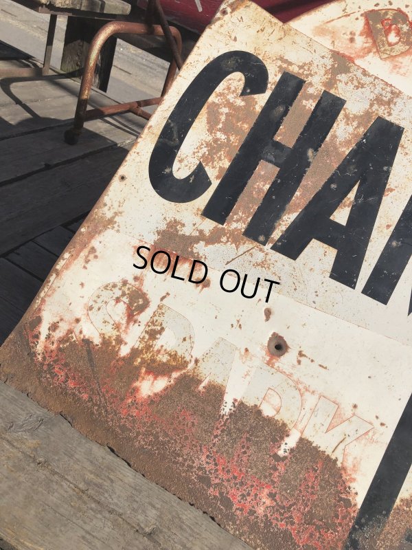 画像6: 【店舗引き取り限定】 Vintage CHAMPION SPARK PLUG SERVICE GAS STATION Sign Bullet Holes Huge ! (R403) 