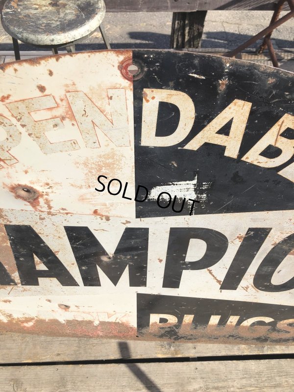 画像3: 【店舗引き取り限定】 Vintage CHAMPION SPARK PLUG SERVICE GAS STATION Sign Bullet Holes Huge ! (R403) 