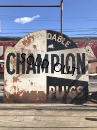 【店舗引き取り限定】 Vintage CHAMPION SPARK PLUG SERVICE GAS STATION Sign Bullet Holes Huge ! (R403) 