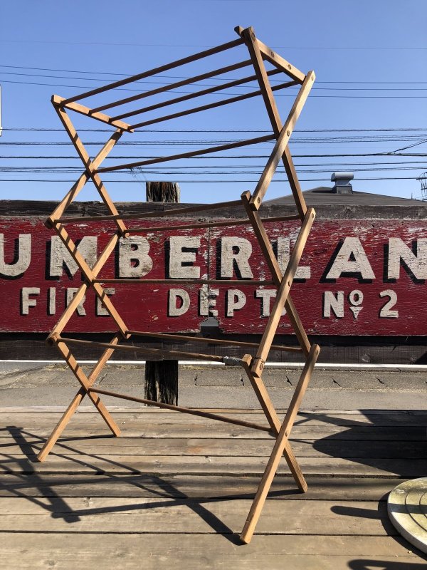 画像16: 【店舗引き取り限定】 Vintage Wooden Clothes Drying Laundry Folding Rack (R419)