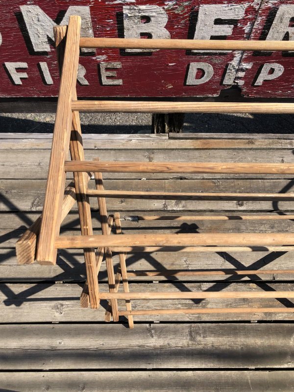 画像8: 【店舗引き取り限定】 Vintage Wooden Clothes Drying Laundry Folding Rack (R419)