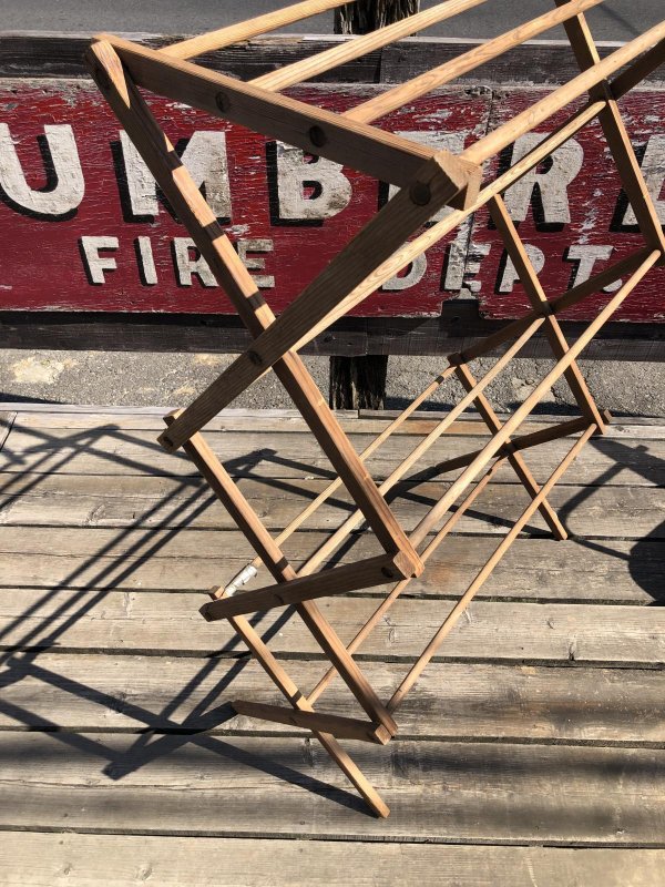 画像12: 【店舗引き取り限定】 Vintage Wooden Clothes Drying Laundry Folding Rack (R419)