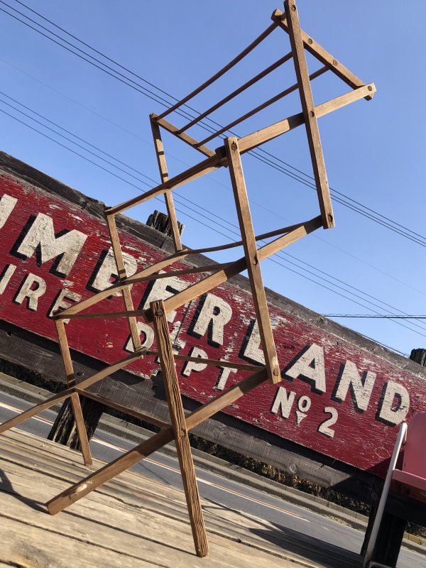 画像21: 【店舗引き取り限定】 Vintage Wooden Clothes Drying Laundry Folding Rack (R419)