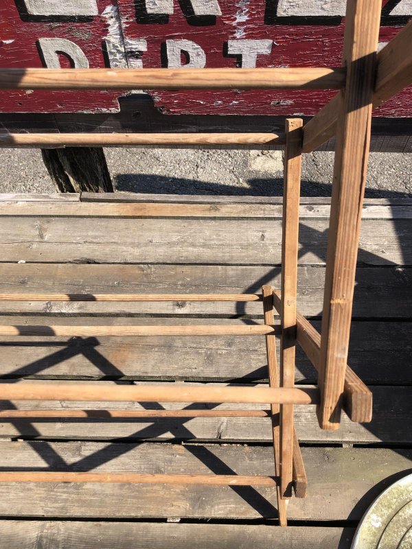 画像6: 【店舗引き取り限定】 Vintage Wooden Clothes Drying Laundry Folding Rack (R419)