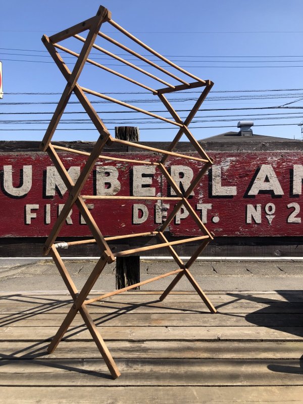 画像14: 【店舗引き取り限定】 Vintage Wooden Clothes Drying Laundry Folding Rack (R419)