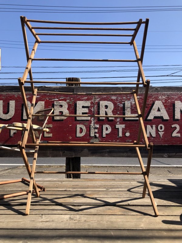 画像4: 【店舗引き取り限定】 Vintage Wooden Clothes Drying Laundry Folding Rack (R419)