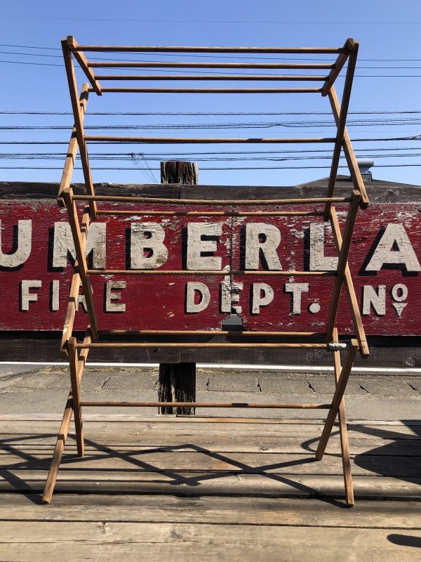 画像19: 【店舗引き取り限定】 Vintage Wooden Clothes Drying Laundry Folding Rack (R419)